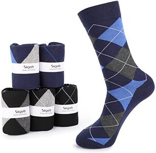 Segarty Dress Socks for Men, Size 9-10-11-12-13 Thick Warm Comfort Solid Crew Work Argyle Business Multipack Black/Navy/Gray, 6pairs-cotton-box, One Size