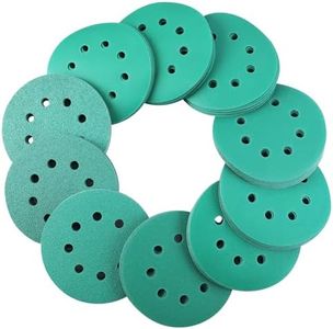 WORKPRO 150-piece Premium Sanding Discs Set, 5" 8-Hole Polyester Film Hook and Loop Sandpaper, 10 Grades Include 60, 80, 100, 120, 150,180, 240, 320, 400, 600 Grits for Random Orbital Sander, Green