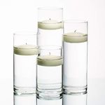 Eastland Set of 4 Cylinder Vases and 4 Richland Floating Candles 3" (Light Ivory)