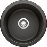 MESIDA 17 Inch Round Granite Kitchen Sink Undermount Single Bowl in Black