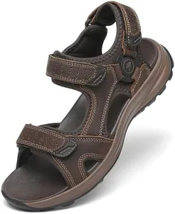 FLARUT Men's Sport Sandals Outdoor Hiking Sandal Open Toe Walking Sandals for Summer Beach Water Shoes(Dark Brown-a,40)