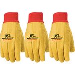 WELLS LAMONT 3-pack Wells Lamont Polyester and Cotton Chore Gloves, Standard Weight, Large (300F), Golden Brown