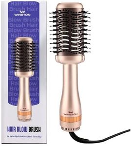 Winston 2 in 1 Hair Styling Blow Brush for Women - 1200 Watts | Hot Air Brush, Hair Volumizer Brush, Hair Blow Dryer Brush with Charcoal Bristles for Salon-Quality Volume and Shine (Gold) - 1-Year Warranty