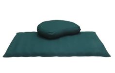 NutriBuck® ZAFU & Zabuton Meditation Yoga Mat Cushion Combo Filled with Buckwheat Hulls (Crescent Zafu and Zabuton (Dark Green))