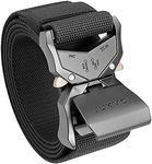 JUKMO Tactical Belt, Military Hiking Rigger 1.5" Nylon Web Work Belt with Heavy Duty Quick Release Buckle (Black, Medium)