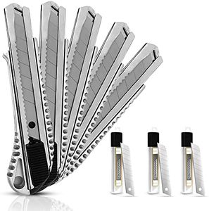 5x taglierina professionale in alluminio - Taglierino Coltello - ultra resistente retrattile - anticorrosione - taglierina retrattile Lama da 18 mm con taglierina rimovibile da 30