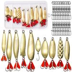 Realure 10 Pcs Spoons Fishing Lures Set 5g & 8g Gold Metal Fishing Spoons Lures with Treble Hooks, Casting Spoon Lures for Saltwater Freshwater, Pike Trout Bass Pike Sea Fishing Tackle Spoon