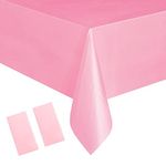 2Pcs 137*274cm Pink Disposable TableCloth Table Covers,Rectangular Dining Disposable Tablecovers Plastic Pink Table Cloth Party for Picnic,Baby Shower,Wedding,Christmas,Birthday Parties Decorations