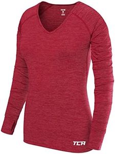 TCA Women’s Elle Long Sleeve V-Neck Running Top - Cerise, Large