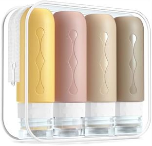 Gemice Silicone Travel Bottle, 4 Pack Portable Travel Containers Set LeakProof Refillable Squeezable for Lotion Liquid Shampoos, Soap and Toiletries (90ml), Apricot, L