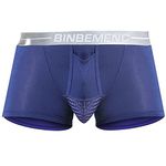 BINBEIV Spandex Men's Varicocele Underwear - For Scrotal, Testicle Support , Sheath Boxer Briefs With Dual Pouch, Navy Blue, Large