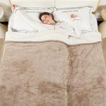 ESTINGO Large Heated Throw Electric Blanket 200x150cm, Double Size Soft Flannel & Sherpa, 10 Hours Auto Off & 6 Settings, Rapid Heat, Overheat Protection, Energy Saving, Washable, for Sofa Bed, Beige