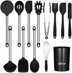 13 Pieces Kitchen Utensil Set, Silicone Cooking Utensils, Stainless Steel Kitchen Utensils Set, Silicone Spatula Set Utensil Set, Kitchen Tools Gadgets, Black