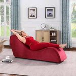 KORZEY Yoga Chaise Lounge Chair, Ergonomic Yoga Chair for Stretching, Relaxation, Exercise with Padded Sponge, Removable & Washable, Non-Slip Bottom for Bedroom, Living Room, Red