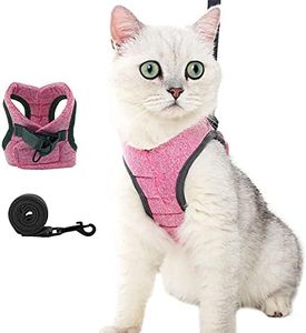 oUUoNNo Cat Harness and Leash Set for Walking Escape Proof,Adjustable Soft Padded Vest with Running Cushioning,Comfortable Outdoor Jacket for Pet Kitten Puppy Rabbit (L, Pink)