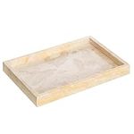 Navaris Travertine Jewellery Tray - 30 x 20 x 3 cm - Natural Stone Beige Organiser Dish - Decorative Holder for Bathroom, Vanity, Dressing Table, Desk, Candle