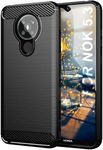 MoreFit Nokia 5.3, Shockproof Hybrid Soft TPU Carbon Fiber Texture Back Cover for Nokia 5.3 - Black