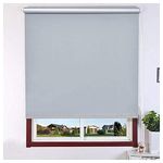 Kayra Decor 100% Blackout PVC Roller Blinds for Windows UV Protection, Waterproof, Room Darkening, Corded Roll Up and Down Blinds for Smart Home Office, (Customized Size, Grey)