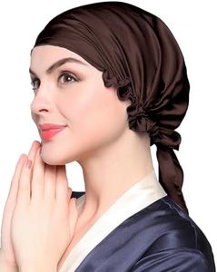 LilySilk Silk Bonnet for Sleeping Womens Sleep Cap 100% 19MM Mulberry Silk for Long Curly Hair Adjustable Stretchy Dark Brown