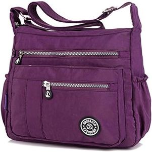 MeCooler Borsa a tracolla impermeabile da donna, leggera, indossabile anche sulla spalla, per il tempo libero, sport, scuola, viaggi, L, viola