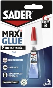 Sader Maxiglue Gel – Super Glue Universelle – Tous Matériaux – Colle de Réparation à Prise Rapide – Colle Extra Forte – Transparente – Tube de 3 g