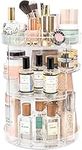 Acrylic Makeup Organizer, Cosmetic Storage and Vanity Perfume Organizers in Countertop Bathroom Dresser, 360 Rotating Makeup Holder Stand for Beauty Caddy Skincare & Clear