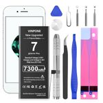 Battery for iPhone 7, (2024 New Version) 7300mAh Upgraded High Capacity New 0 Cycle Replacement Battery for iPhone 7 A1660, A1778, A1779 with Complete Repair Tool Kit