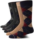 Tommy Hilfiger Men's Dress Socks - 5 Pack Lightweight Patterned Comfort Crew Socks for Men - Mens Long Work Socks (Size 7-12), Size 7-12, Grey Navy Assorted