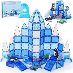 Arctic Animals Magnetic Tiles for Kids Ages 3-8, Frozen Toys Magnetic Building Set with 6 Sea Animals, Educational Magnet Blocks for School Toddlers, Birthday Xmas Gifting Purpose for Boys Girls 4-6