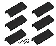 LICTOP 80mm/3.15" Black Mount Finger Edge Pull Concealed Handle for Home Kitchen Door Drawer Cabinet(6Pcs)