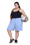 CUPID Plain Comfortable Plus Size Barmunda/Shorts for Sports, Yoga, Daily Use Gym, Night Wear, Casual Wear for Girls_Sky Blue_7XL