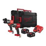 Milwaukee M18FPD3 & M18FMTIW2F12 Combi Drill & 1/2" Impact Wrench Kit M18FPP2F3-502X