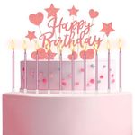 35pcs Birthday Candles Set, 24 Metallic Birthday Cake Candles 5.5'' Birthday Candles with Holder with 11 Glitter Happy Birthday Cake Toppers for Celebration Party Cake Decoration