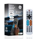 GE BigEZ OneTouch Big Button Universal TV Remote for Seniors, Easy to Use, Replacement Remote for Samsung, LG, Sony, Vizio, Roku TV, Streaming Players, Backlit Buttons, 2 Device, White, 84666