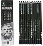 Charcoal Pencil Set - 12pcs/pk - Black Free Cutting Paper Handle Charcoal Pencil C7350 (Super Soft)