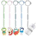 LJOWJVA Toy Strap For Baby,Toy Safety Strap With Self-Adjusting Bayonet,Pure Silicone Material Without Bpa,Can Be Used For Teether,Feeding Bottle,Toy,Suit For Stroller,High Chair,Hanging(5Ps),Assorted