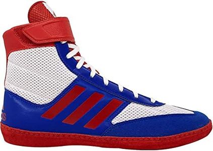 adidas Men's Combat Speed 5 Wrestling Shoe, White/Royal/Red, 9