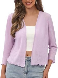 Sanifer Women’s Casual Cropped Cardigan Knit for Dresses Open Front Lightweight Cardigan, Purple, X-Large