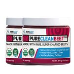 PureClean Powder - 100% USA Grown Organic Beet Juice Powder (2 Jars 300G) Nitric Oxide Booster -No Fillers, Sweeteners, Additives. Non-GMO Nitrate Beet Root Powder. Organic Super Beets Energy Powder Supplement