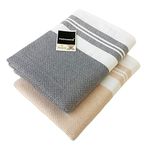 PADHUMAM Cotton Bath Towels Large Size 80cm x 160cm - Pack of 2 pcs, 220 GSM | Grey/Beige