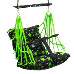 Toytoria® Swing for Kids Cotton Baby Swing Chair for Kids Baby's Children Folding and Washable 1-5 Years with Safety Belt/Home, Garden Jhula for Babies | Cradle | (M. Green Star)