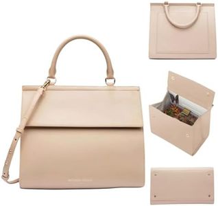 Modern Picnic Vegan Leather Large Lunch Bag for Women, Cooler Lunch Bag for Girls, Easily Wipeable, Adjustable Shoulder Strap, Women’s Lunch Bags for Work/Office/Outdoor (Cream) As Seen on Shark Tank