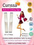 CURISSA Double Sided Tape for Clothes Fashion Dressing Tape Clothing Bra Strip, Bikini Tape for Women, Body Stickers For Women (36 PACK)