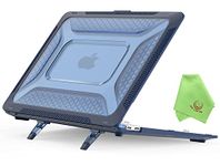 UESWILL Foldable Kickstand Case for MacBook Air 13 inch Case 2021-2018 Model A2337 (M1) A2179 A1932, with Retina Display Touch ID, Honeycomb Full Protection Heavy Duty Cover, Navy Blue