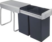 WESCO Double-Boy 755611-11 Built-In Plastic Pull-Out Waste Bin with 2 Removable 15 Litre Waste Bins, Anthracite/Black