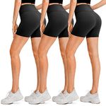 DHSO 3 Pack Biker Shorts for Women-5" High Waist Soft Summer Womens Shorts Spandex Workout Shorts for Running Athletics(3 Pack Black, S/M)