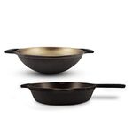 The Indus Valley Super Smooth Cast Iron Cookware Set | Fry Pan (24.8 cm) + Kadai (26.1 cm) | Pack of 2 | Nonstick Pre-Seasoned Cookware, 100% Pure & Toxin-Free, No Chemical Coating