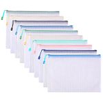 Awilnax Plastic Wallets, 10Pcs A4 Zip Wallet Folders Mesh Document ZipLock Bags for Files Storage, School, Office, Homework Travel Storage Bags, Paper Organization, Cosmetics, Toy Storage (10)