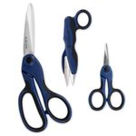 SINGER ProSeries Sewing Scissors Bundle, 8.5" Heavy Duty Fabric Scissors, 4.5" Detail Embroidery Scissors, 5" Thread Snips with Comfort Grip - Dark Blue