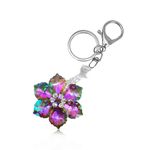 Crystal Glass Flower Bling Keyring, Multi-Color Art Crystals Gemstone Aesthetic, Car Keychains for Men and Women, Auto Accessories, Family Gifts